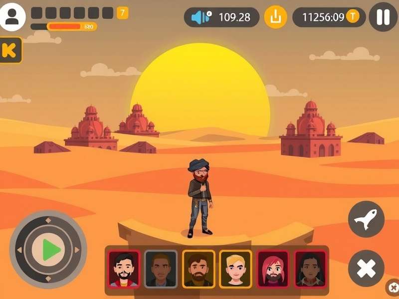 Jaipur Pixel Journey gameplay screenshot showing character in desert landscape